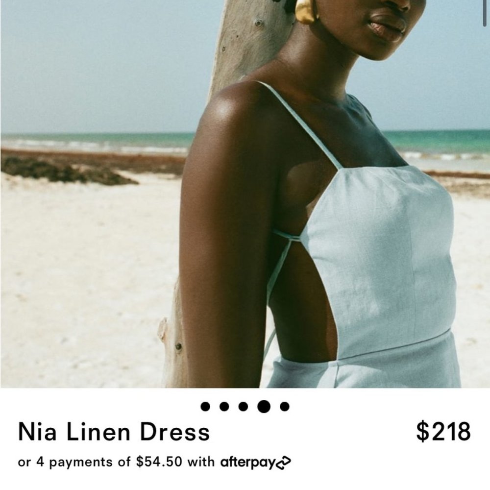 Reformation Nia Linen Dress - Turquoise Size 12 - 100% Linen